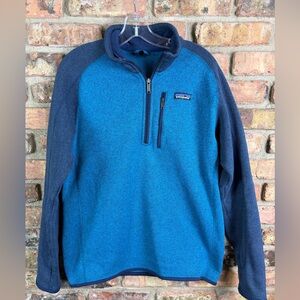 Patagonia Better Sweater 1/4 Zip Fleece Pullover Mens Medium Teal Blue